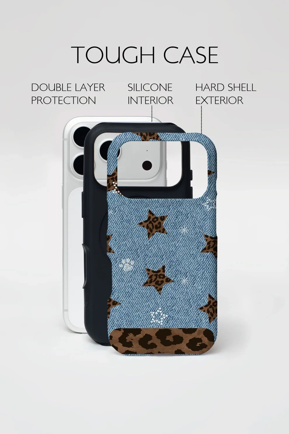 Denim Star Leopard Mix Armoured Phone Case