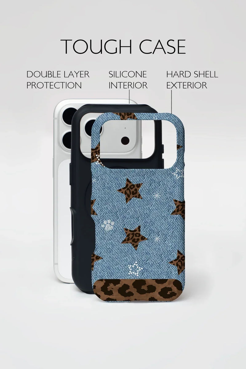Denim Star Leopard Mix Armoured Phone Case